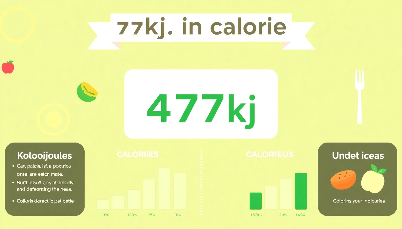 Calculate 477kj in calories with a visually appealing infographic that shows energy conversions.