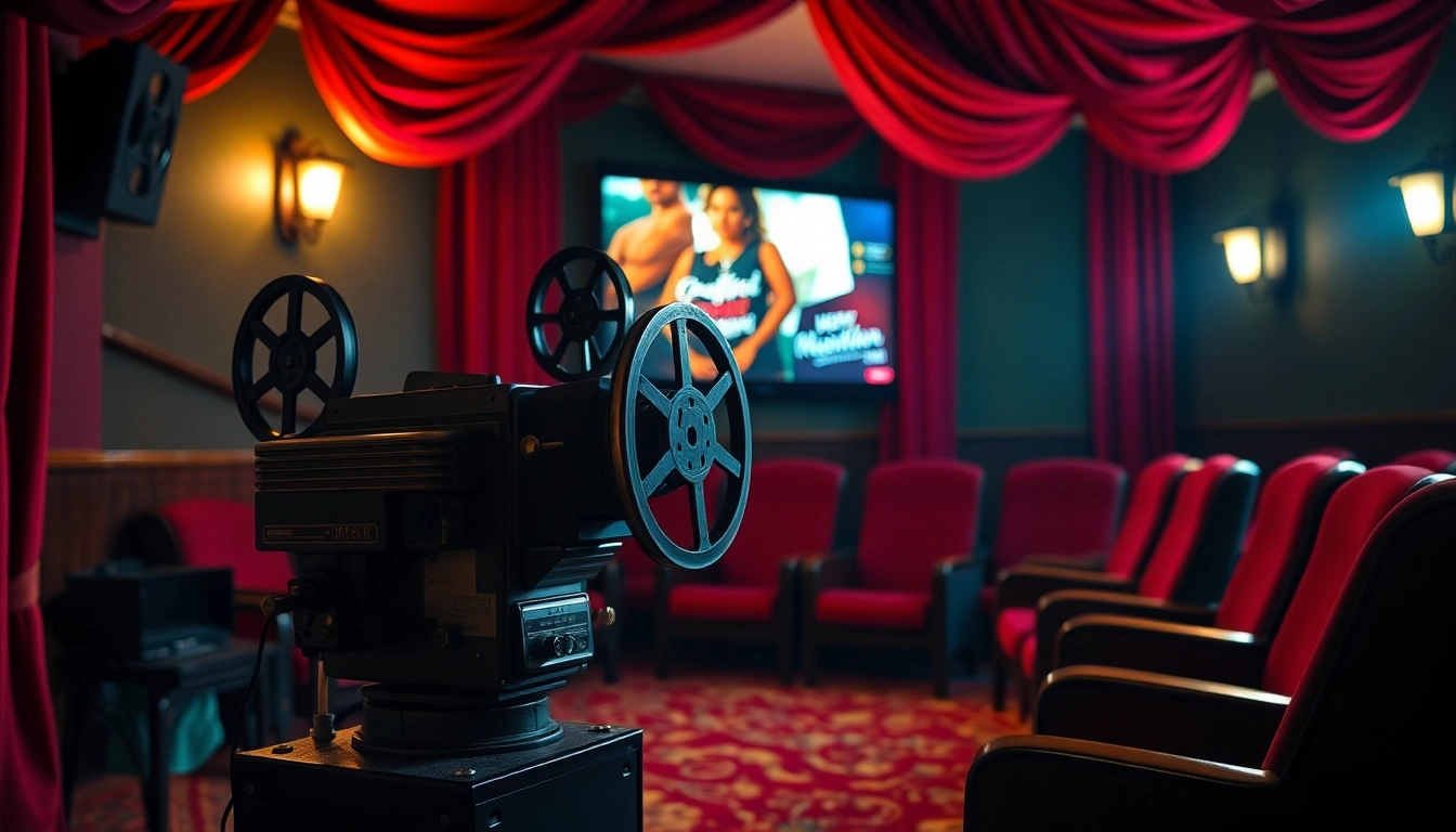 Experience the magic of Indian cinema with filmaygod's vibrant film reel and projector display.