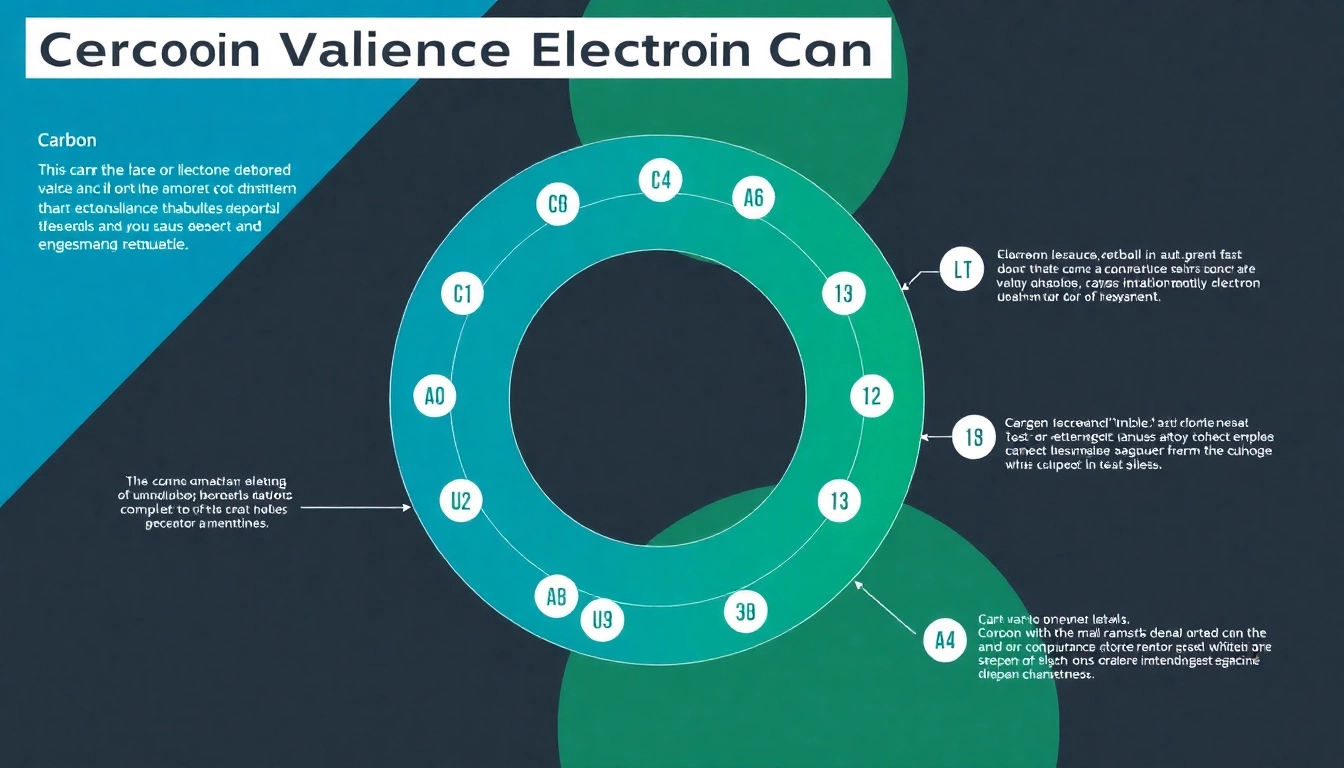 Infographic demonstrating the carbon valence electron configuration, showcasing orbitals and electron distribution accurately.