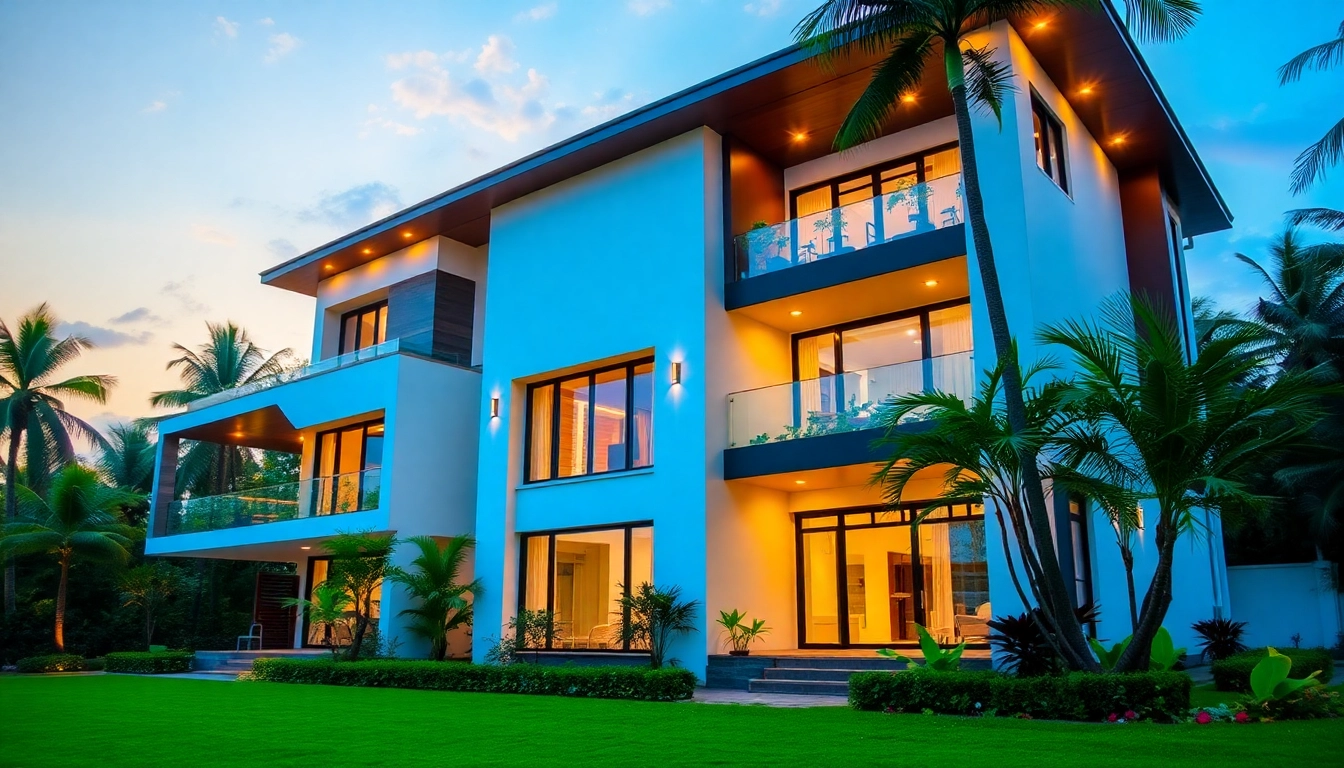 Beautifully designed luxury villas in Coimbatore surrounded by lush gardens and scenic landscape.