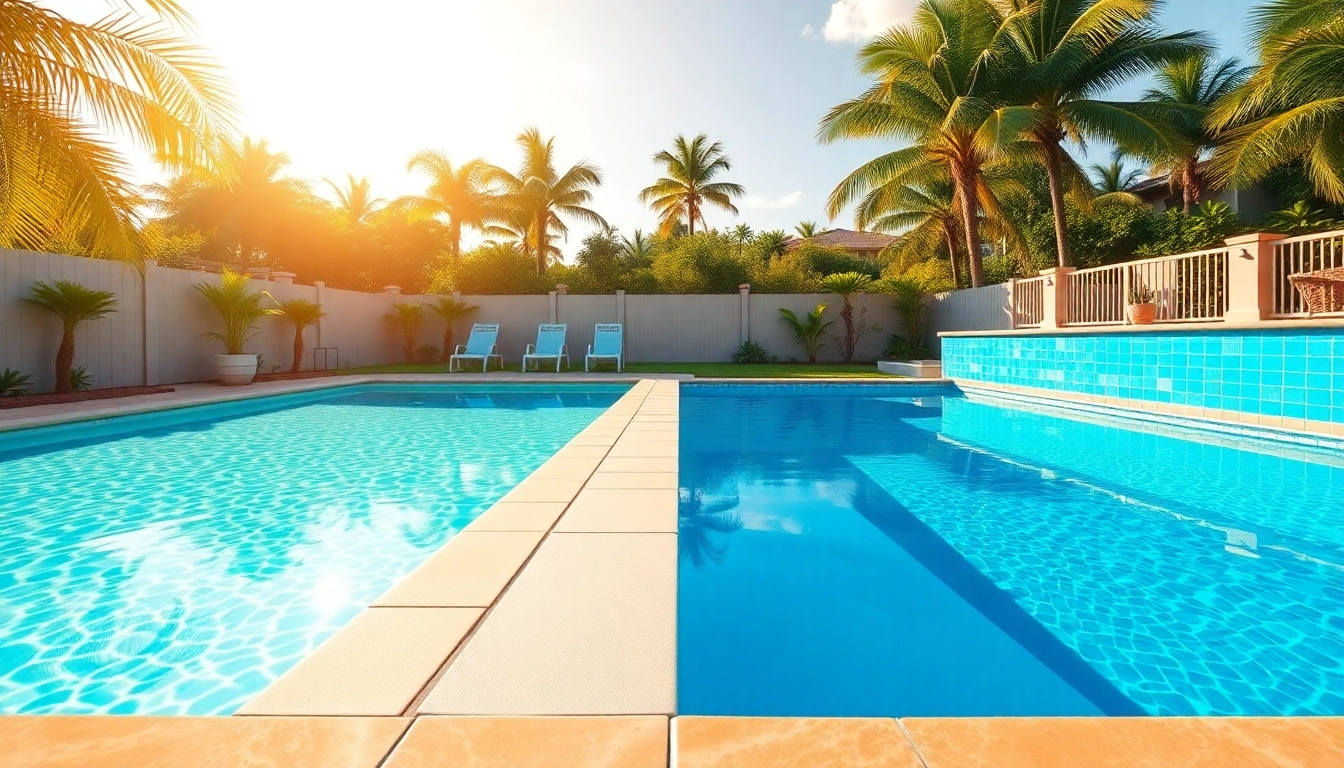 The comparison of the difference between saltwater and chlorine pool, featuring both pool types side by side in a sunny backyard.