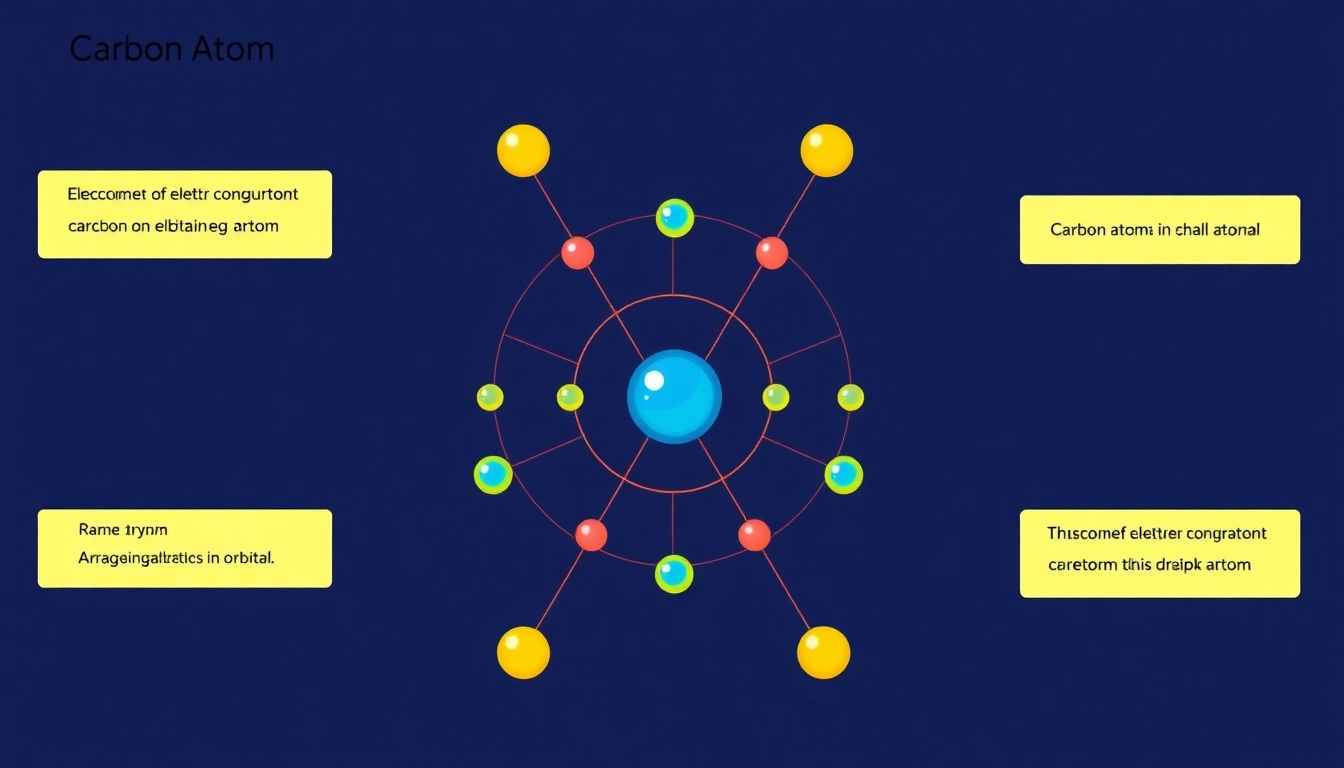 Visual representation of the c full electron configuration, showcasing electron arrangement in carbon with orbitals and labels.