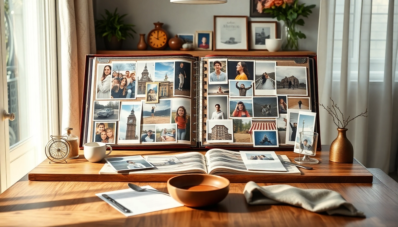 Engage with a vibrant bunkralbum showcasing a collection of memories on a beautifully lit table.