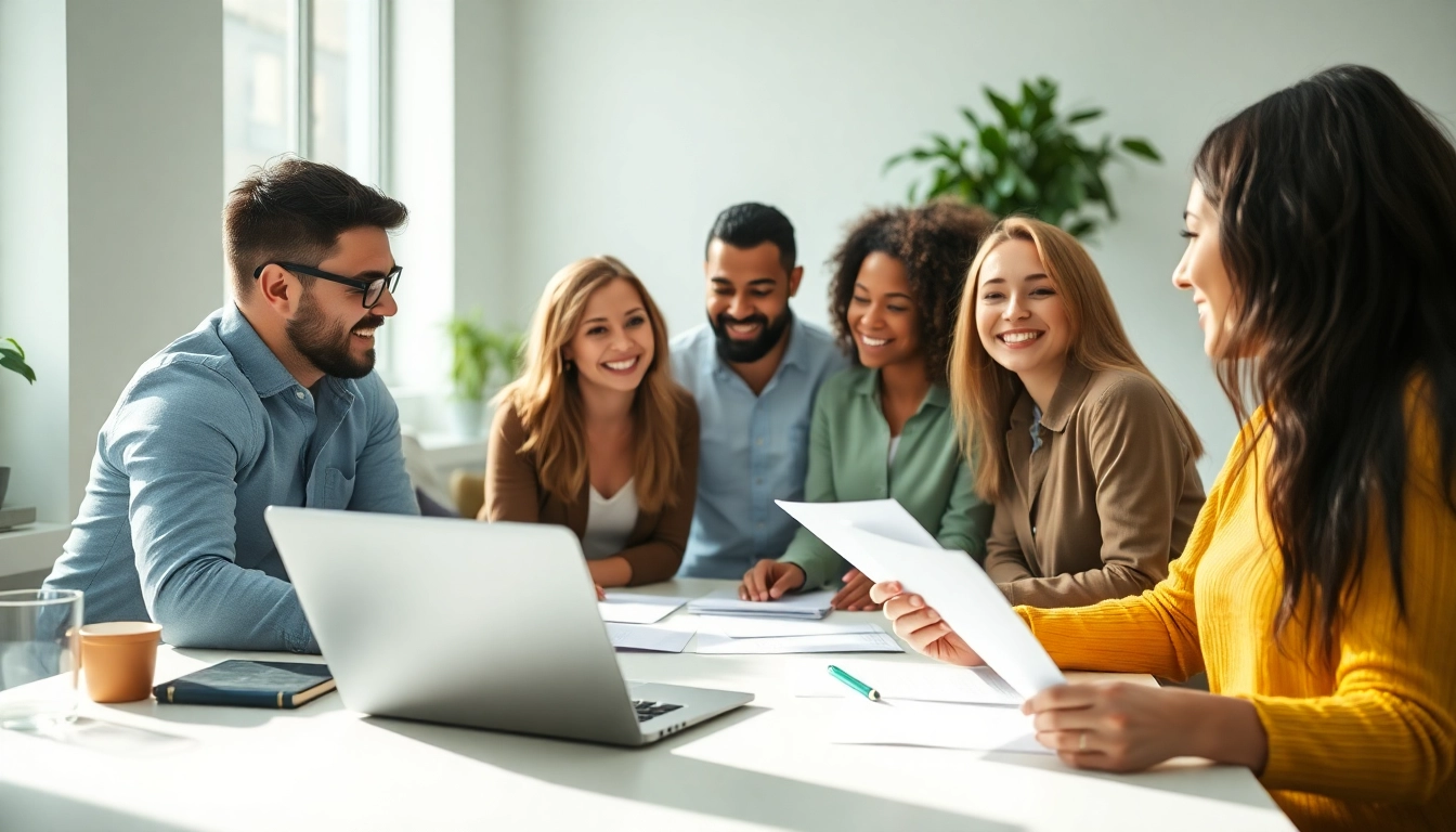 Small business owners collaborating in a bright workspace, inspired by thesmallbusinesstimes.