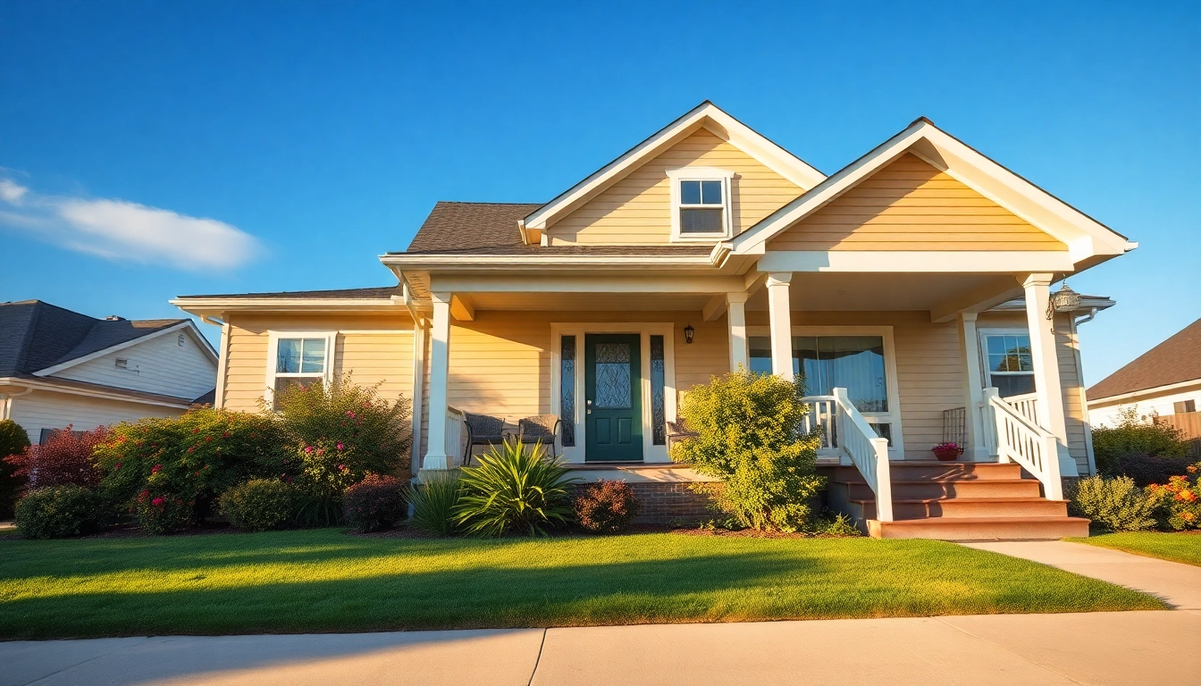 A welcoming suburban house representing what house can I afford with 60k salary, showcasing a charming porch and garden.