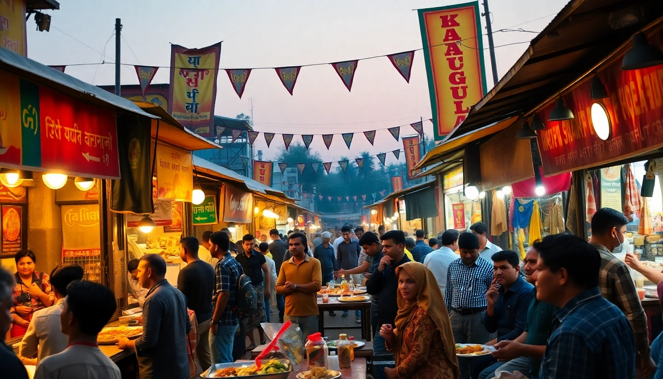 Experience the flavors of khau galli delhi with vibrant street food stalls and delighted diners.