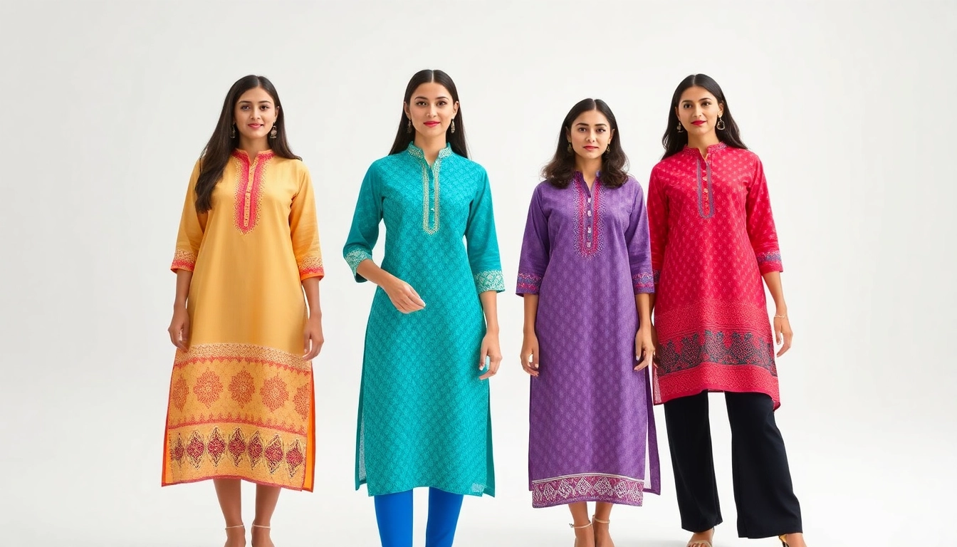 Showcase of modern collar kurti designs featuring stylish patterns and vibrant colors for women's fashion.