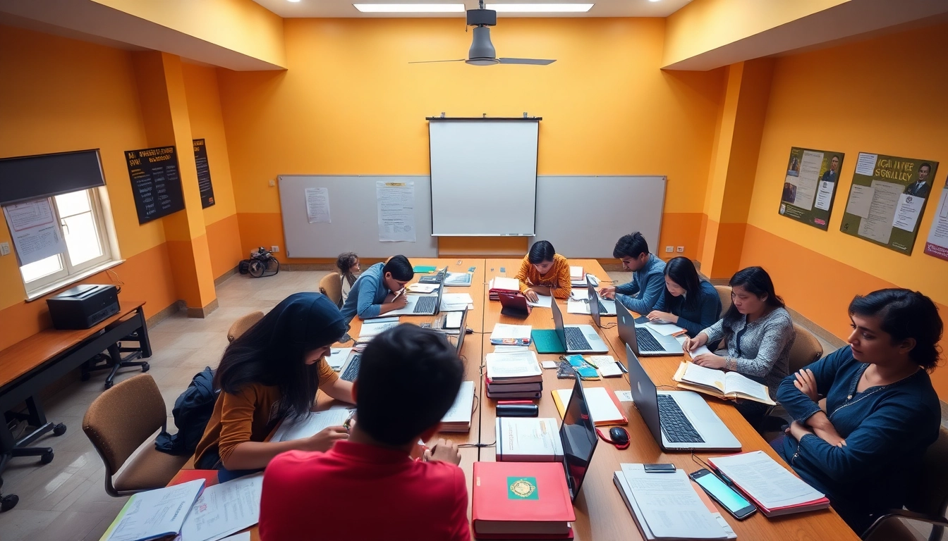 Students engaged in collaborative learning of the icai inter syllabus in a vibrant classroom setting.