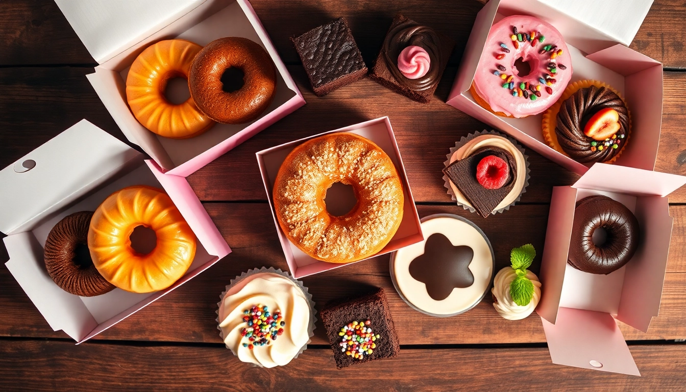 Delicious assortment of dessert box brisbane filled with brownies, donuts, and cupcakes, perfect for gifting.