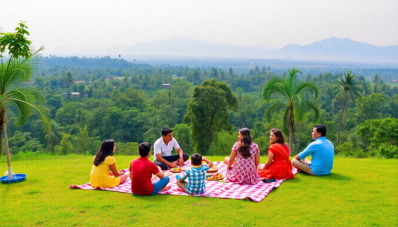 Families having a delightful day picnic near Mumbai amidst tranquil greenery and stunning landscapes.