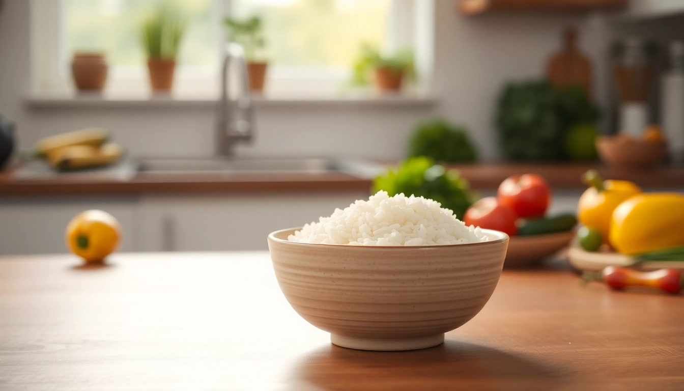 Explore if rice is bad for acne by observing rice bowl surrounded by fresh vegetables.