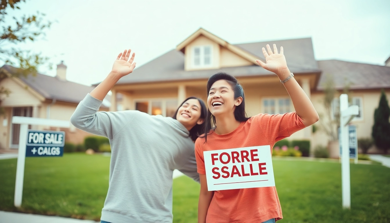 Explore how to buy a house with a 60k salary, featuring a couple joyfully examining their dream home.