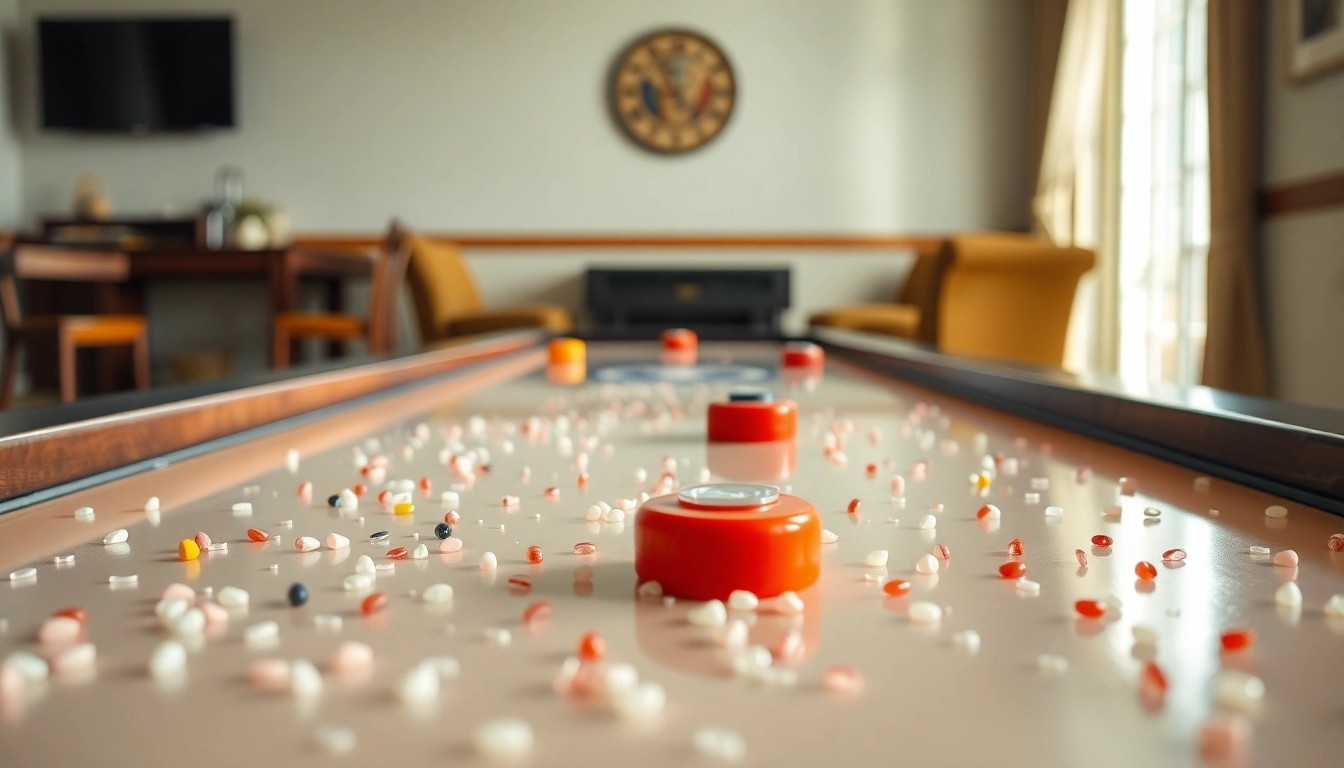 Learn what goes on a shuffleboard table by observing the silicone beads creating a smooth surface for gameplay.