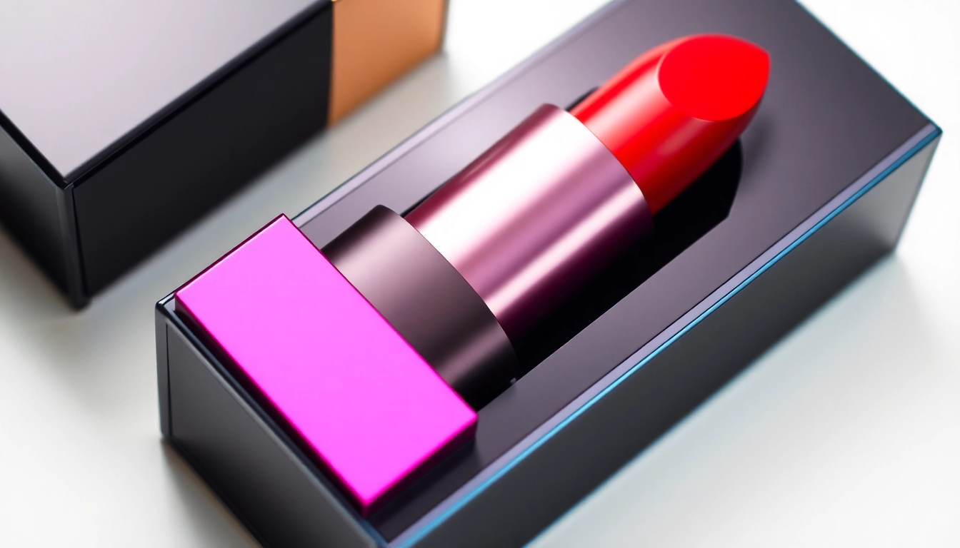 Stunning lipstick box design with vibrant colors and luxurious finishes for effective branding.