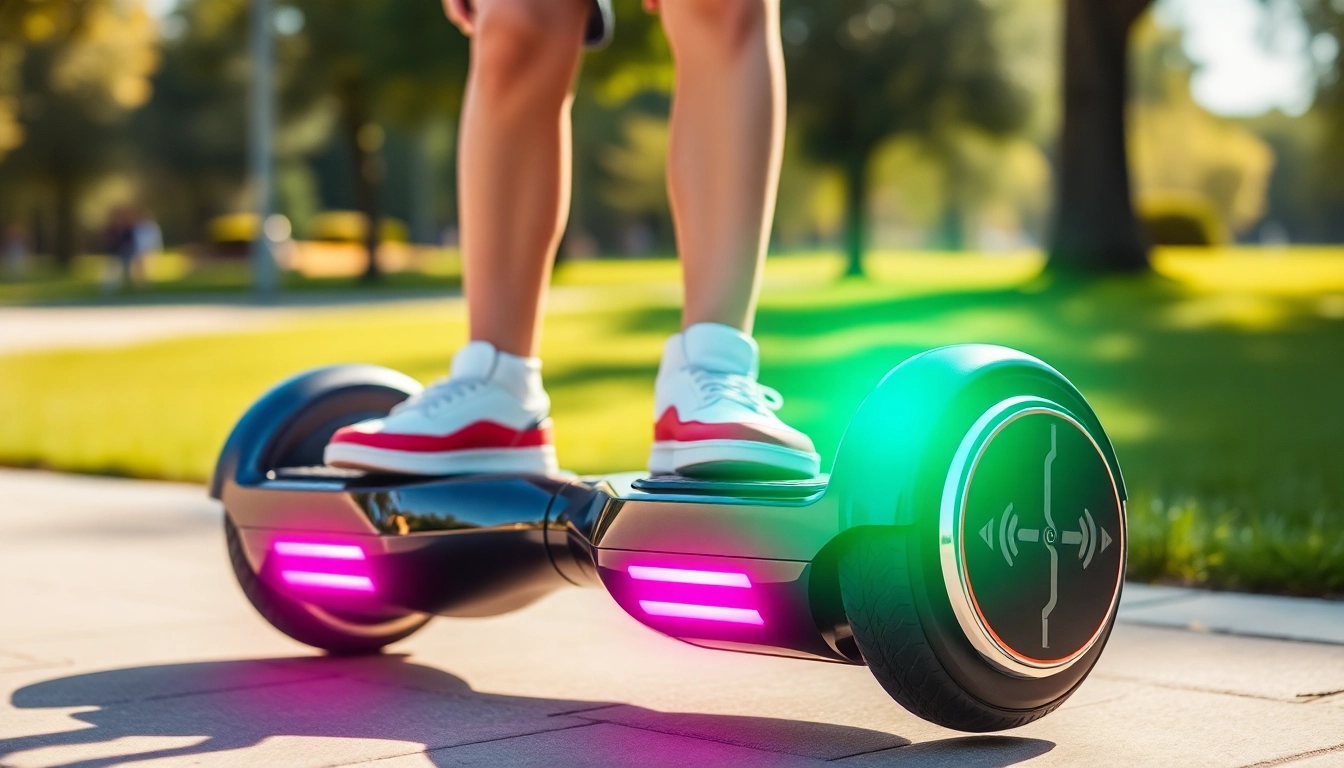 Discover if all hoverboards have Bluetooth with this vibrant image of a hoverboard with built-in speakers in action.