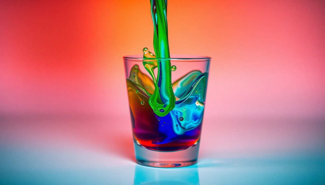 How to mix e juice with wax for a colorful and inviting vaping experience in a shot glass.