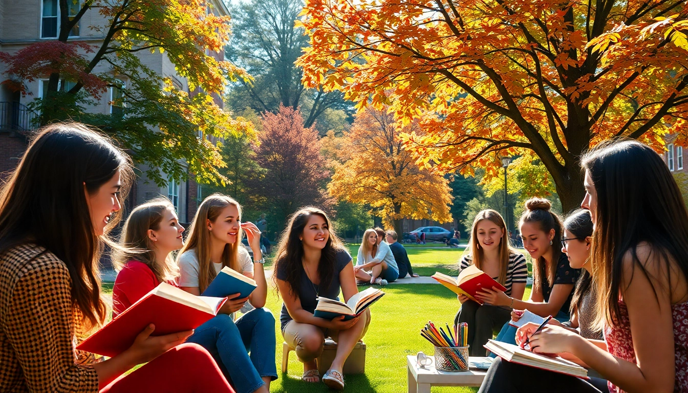 Students discussing their liberal arts degree Australia experiences on a sunny campus.