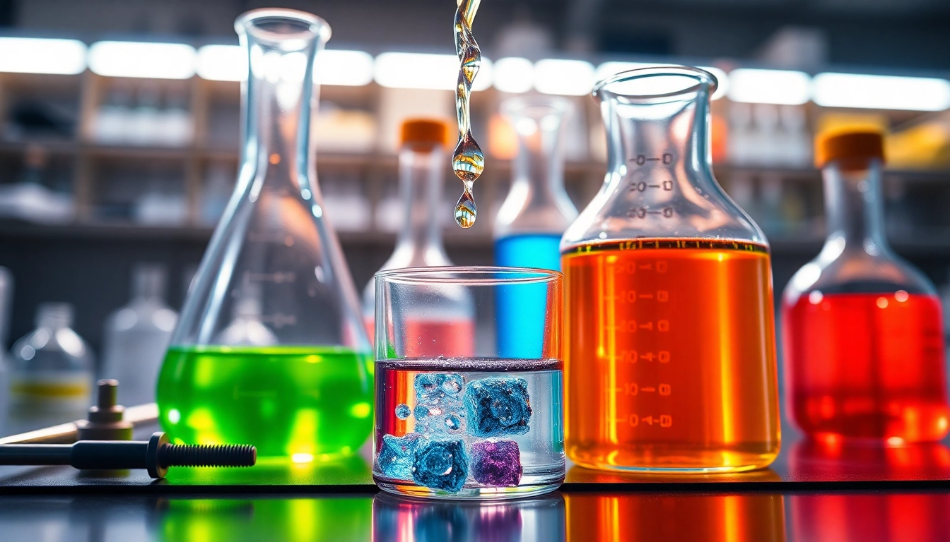 Metal displacement reaction occurring in a lab, showcasing reactivity of metals with vivid solutions.