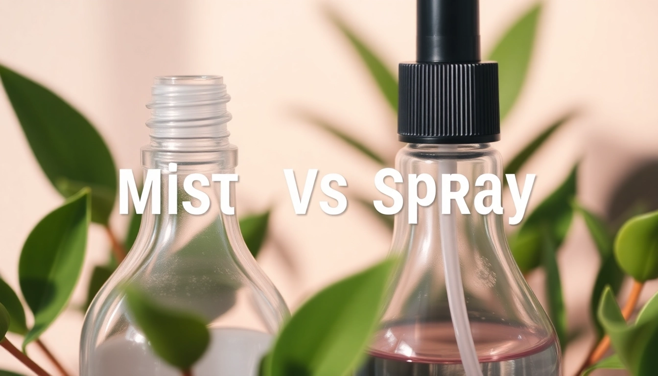 Compare mist vs spray bottles side by side to highlight their differences in design and purpose.