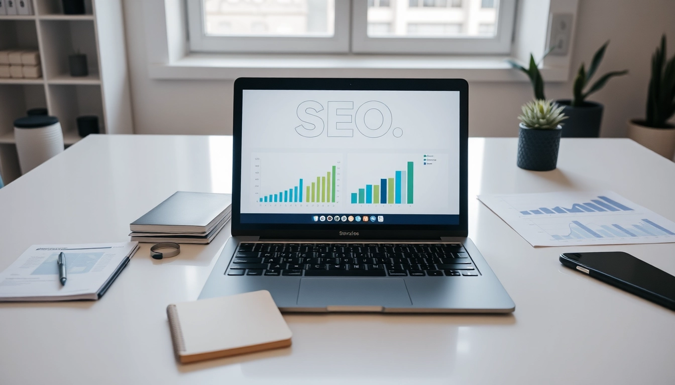 Evaluate effective seo techniques illustrated in a modern workspace with SEO-related tools.